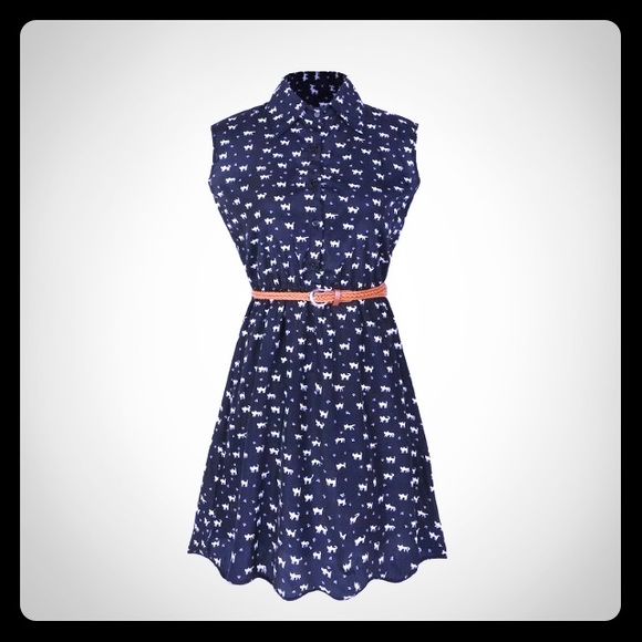 C'est La Vie Dresses & Skirts - Kitty Cat Print Sleeveless Spring Dress With Belt